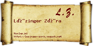 Lézinger Zóra névjegykártya